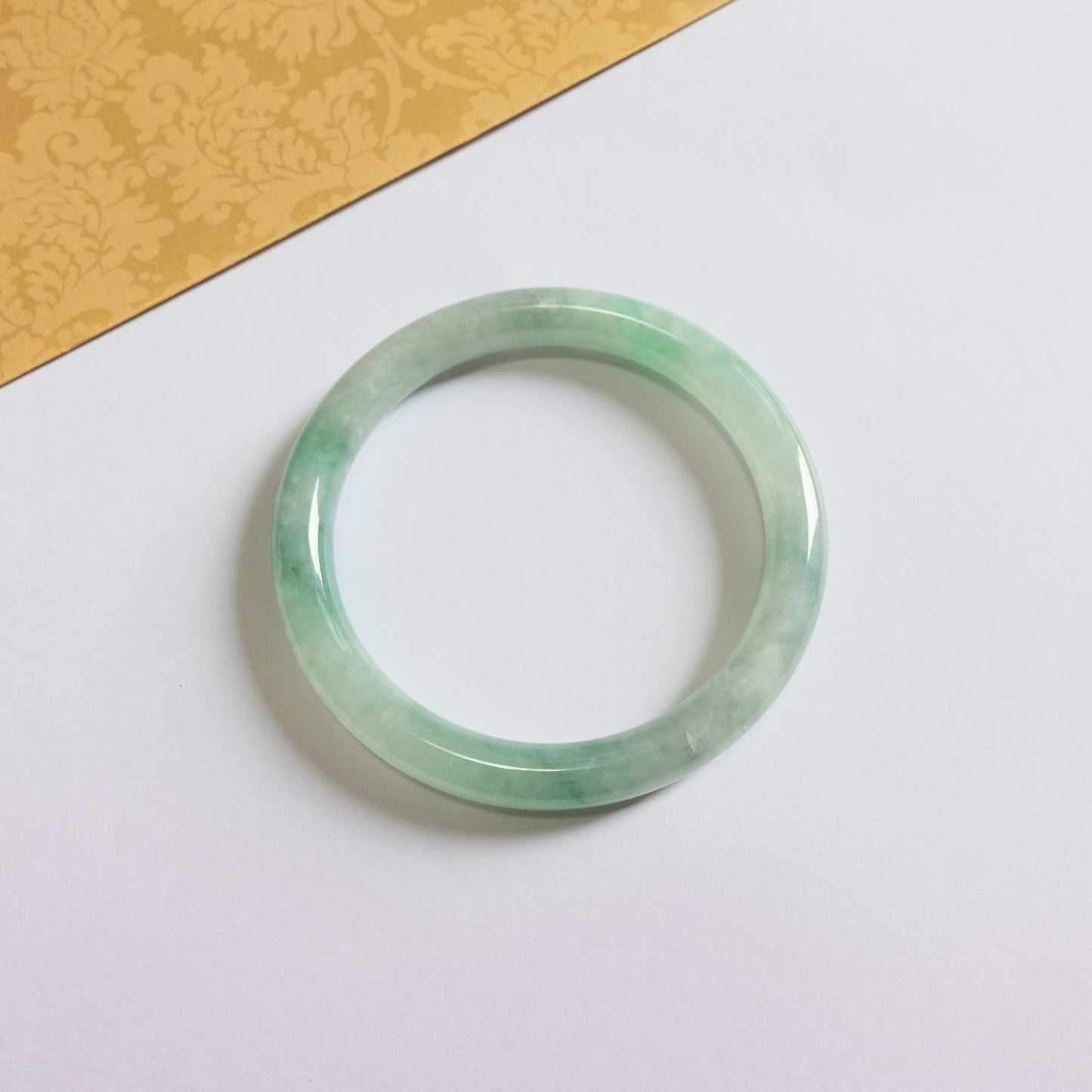 翡翠#STC414-冰飄綠圓條手鐲