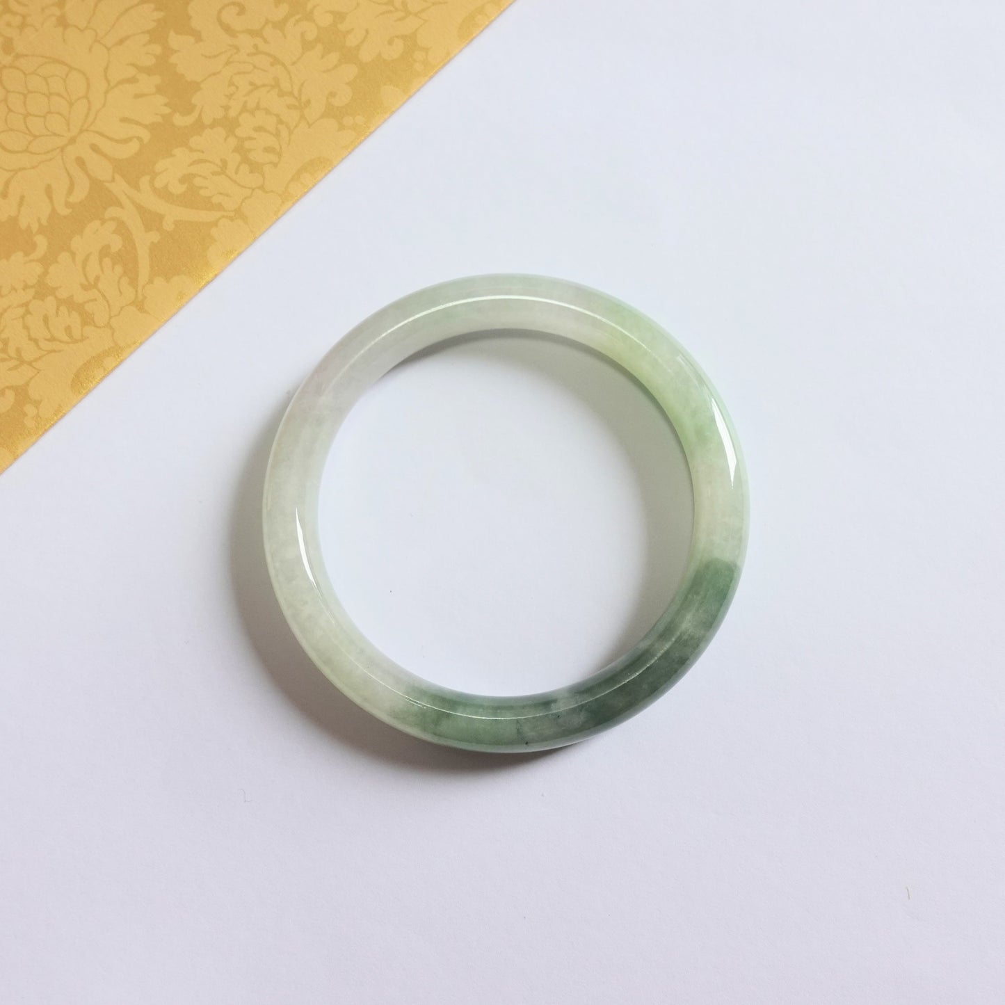 翡翠#STC409-糯冰飄花圓條手鐲