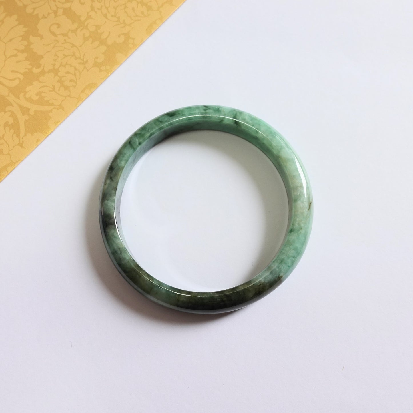 翡翠#STC408-烏雞飄綠福鐲