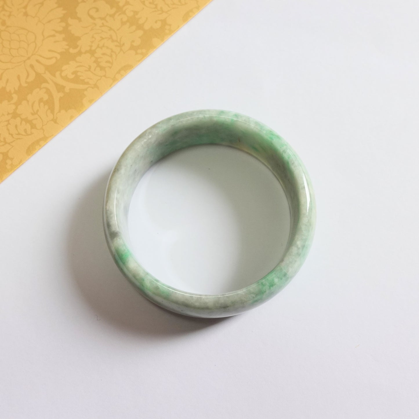 翡翠#STC413-豆種烏雞飄綠福鐲