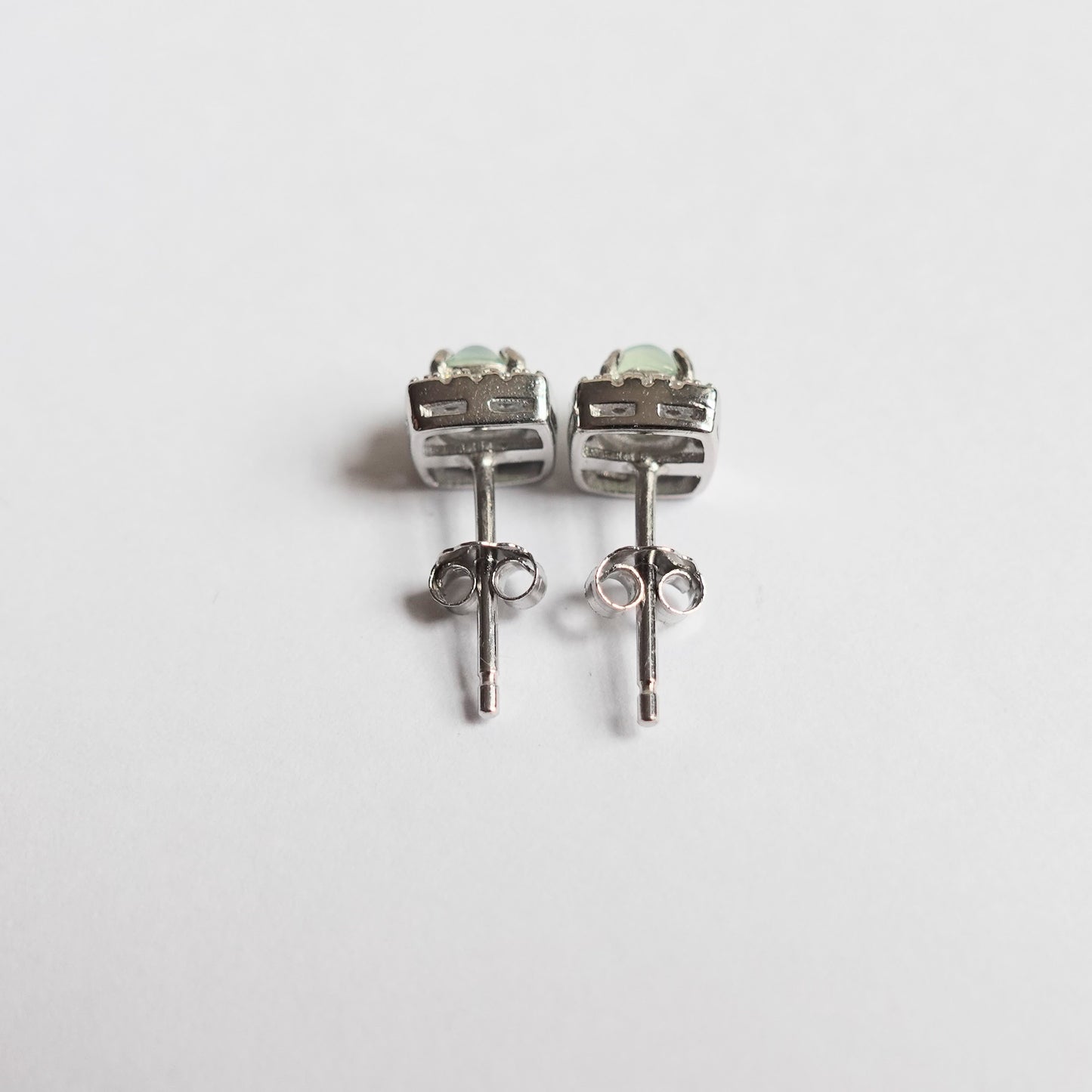 翡翠#STC455 - 冰晴蛋面銀耳環