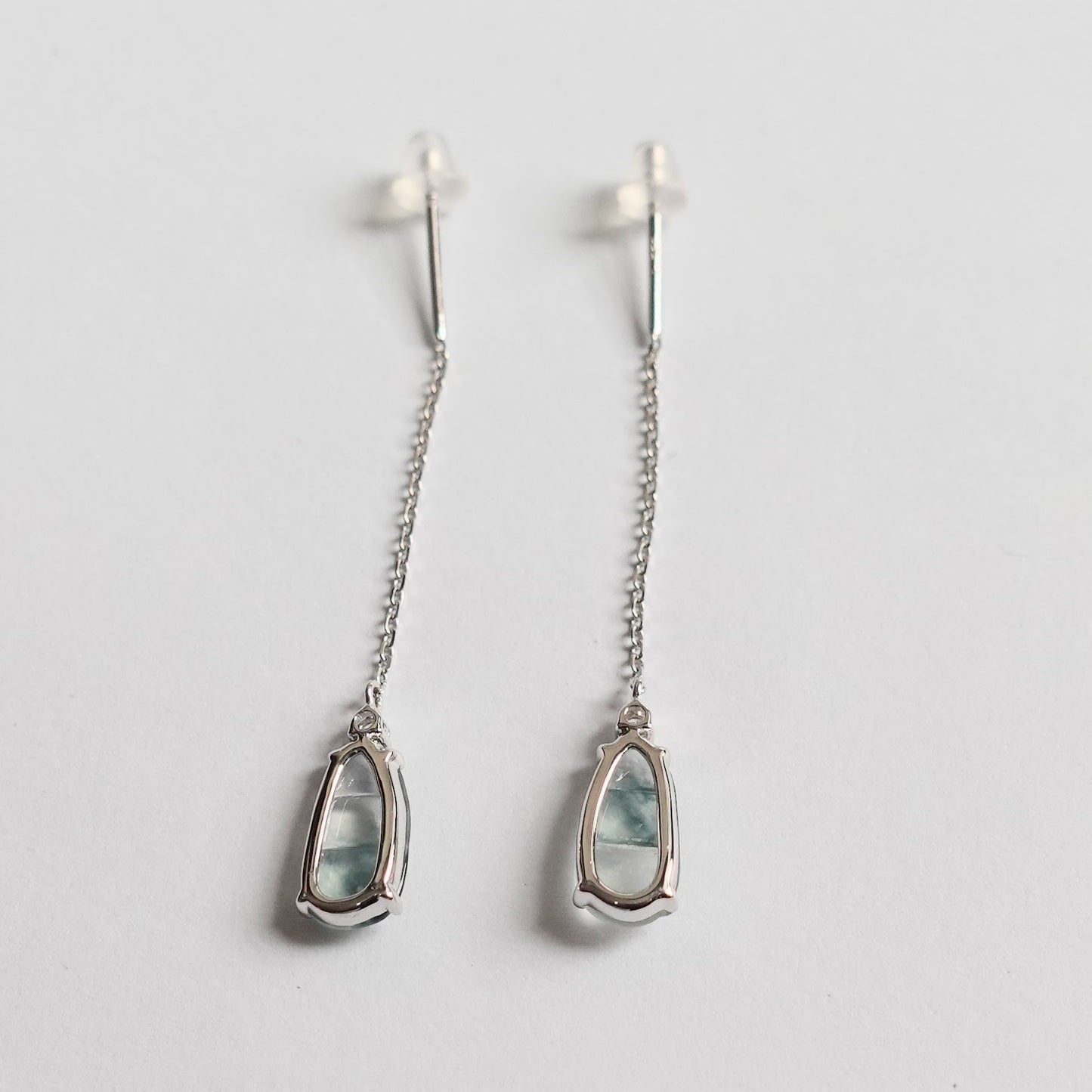 翡翠#STC465-玻璃種福豆飄花耳環