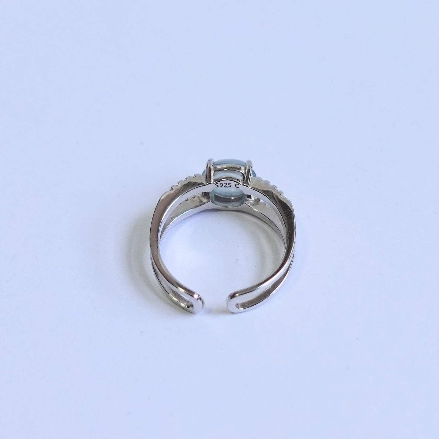 翡翠#STC467-冰種蛋面銀戒指