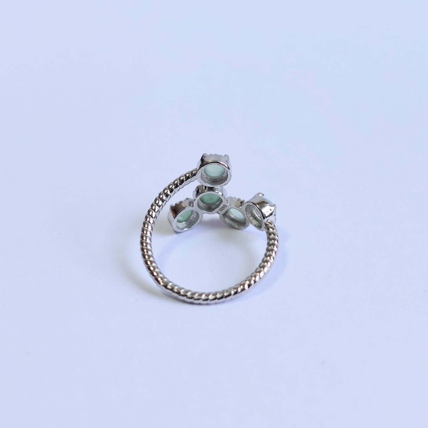 翡翠#STC471-冰種/綠蛋面銀戒指