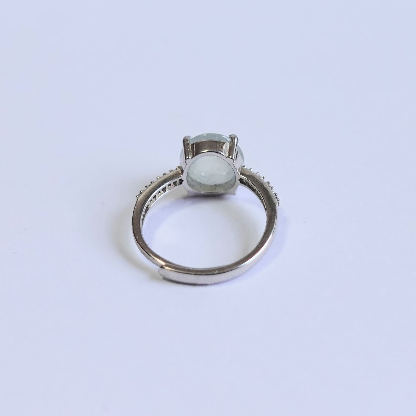 翡翠#STC477-冰種蛋面銀戒指