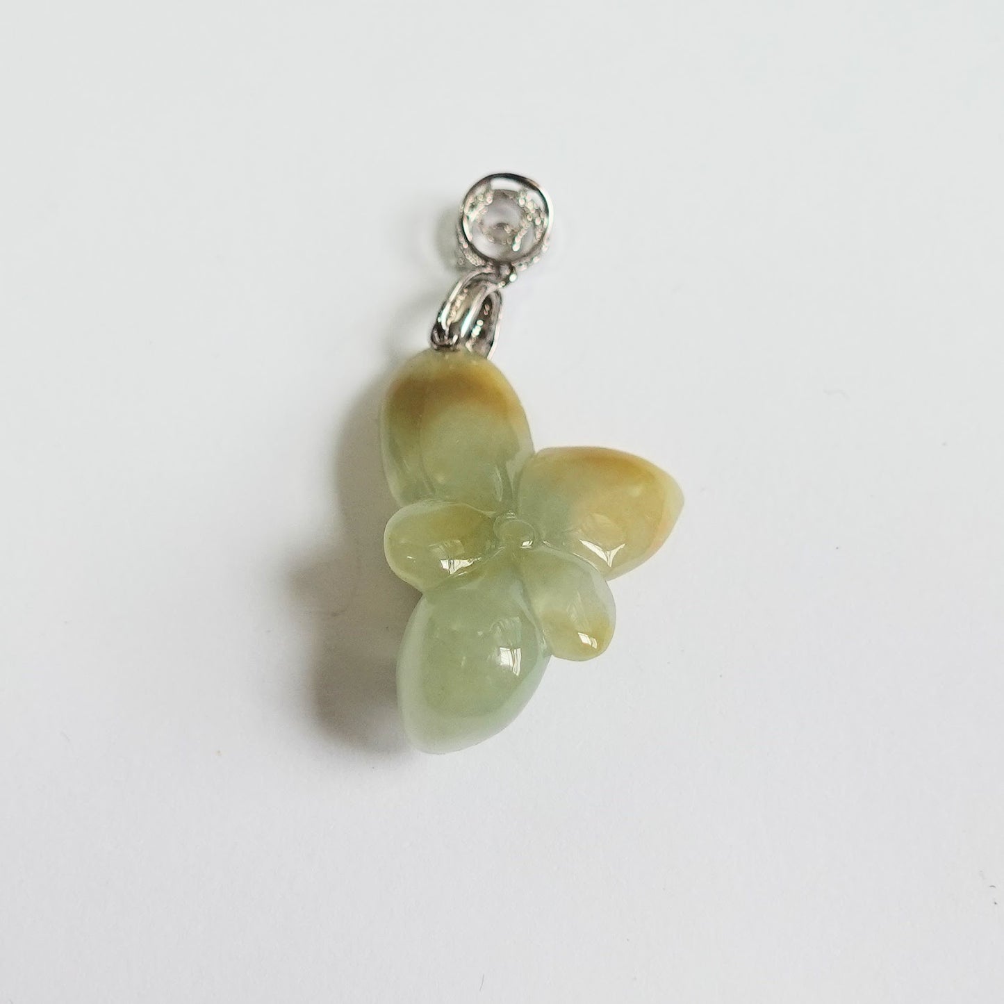 翡翠#STC135-黃翡帶綠蓮花