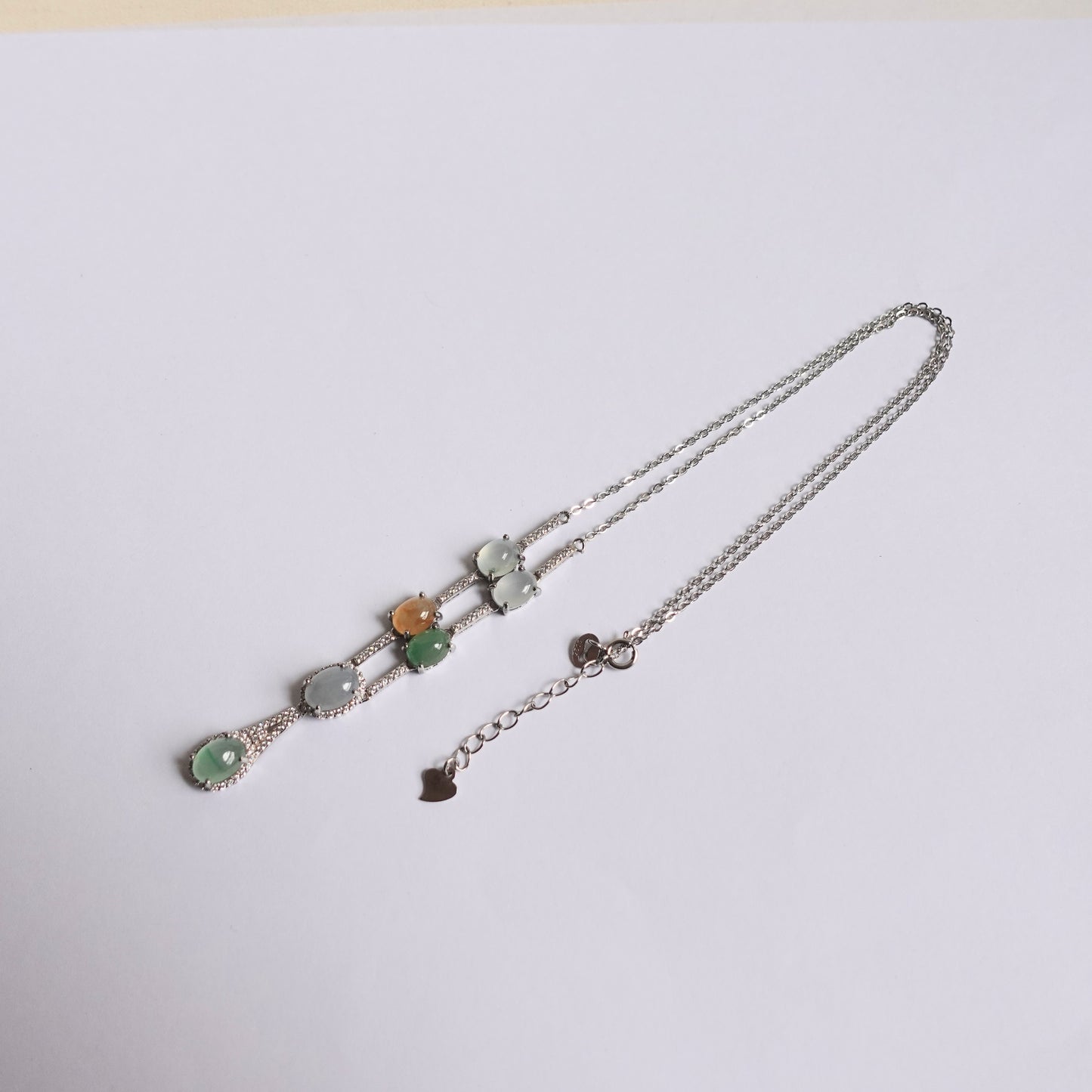 翡翠#STC208-冰多寶蛋面銀項鏈