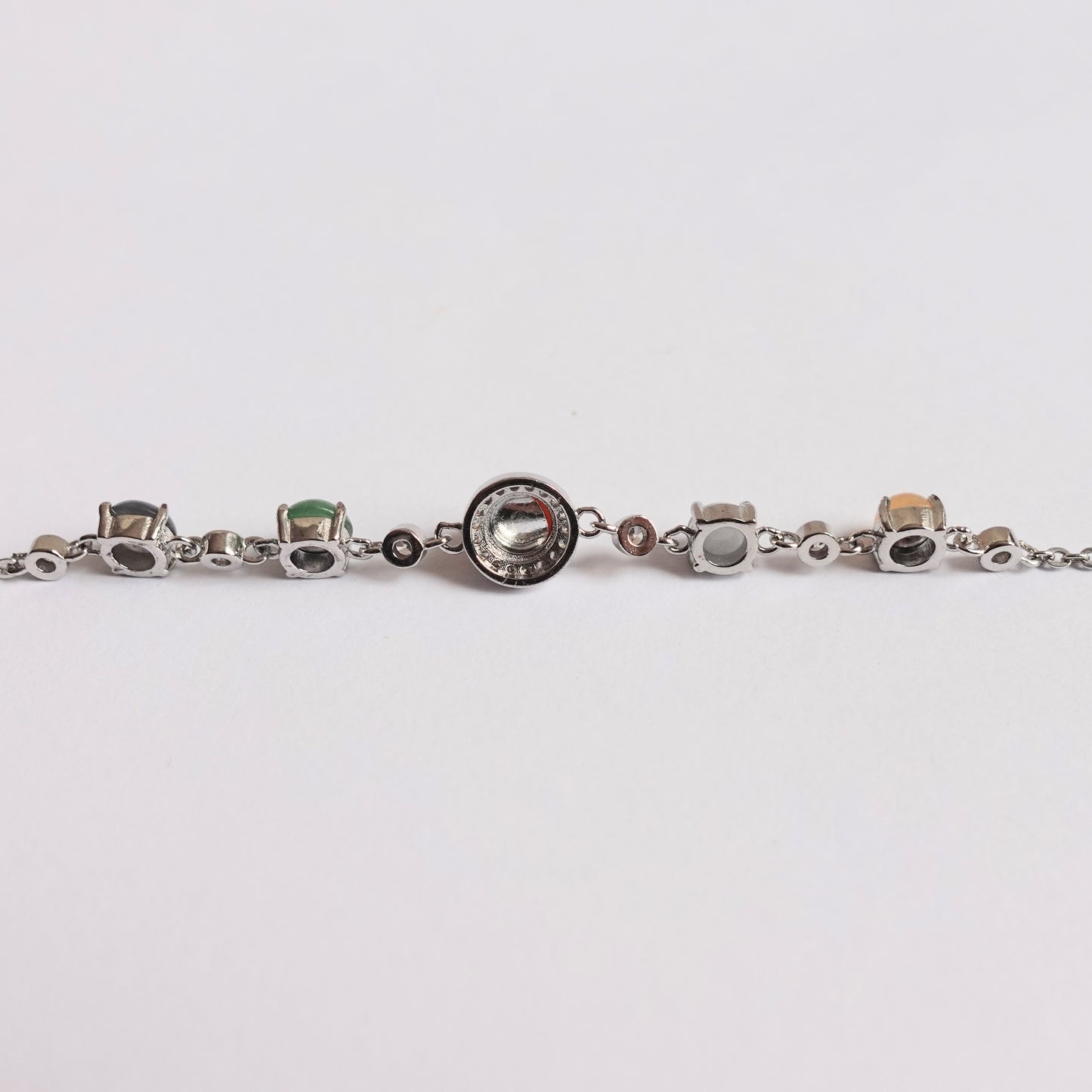 翡翠#STC356-多寶蛋面銀手鏈