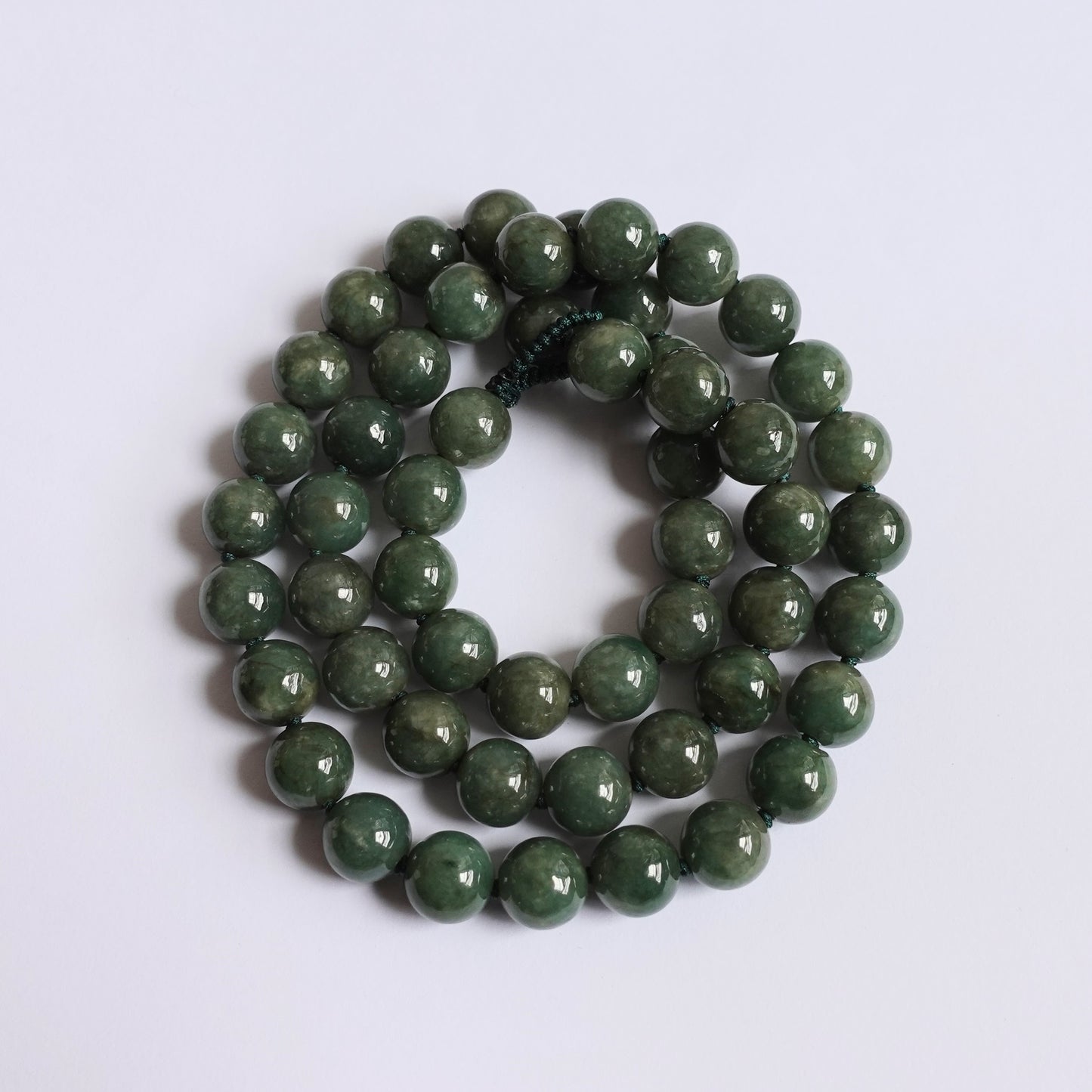 翡翠#STC080-油綠圓珠項鏈