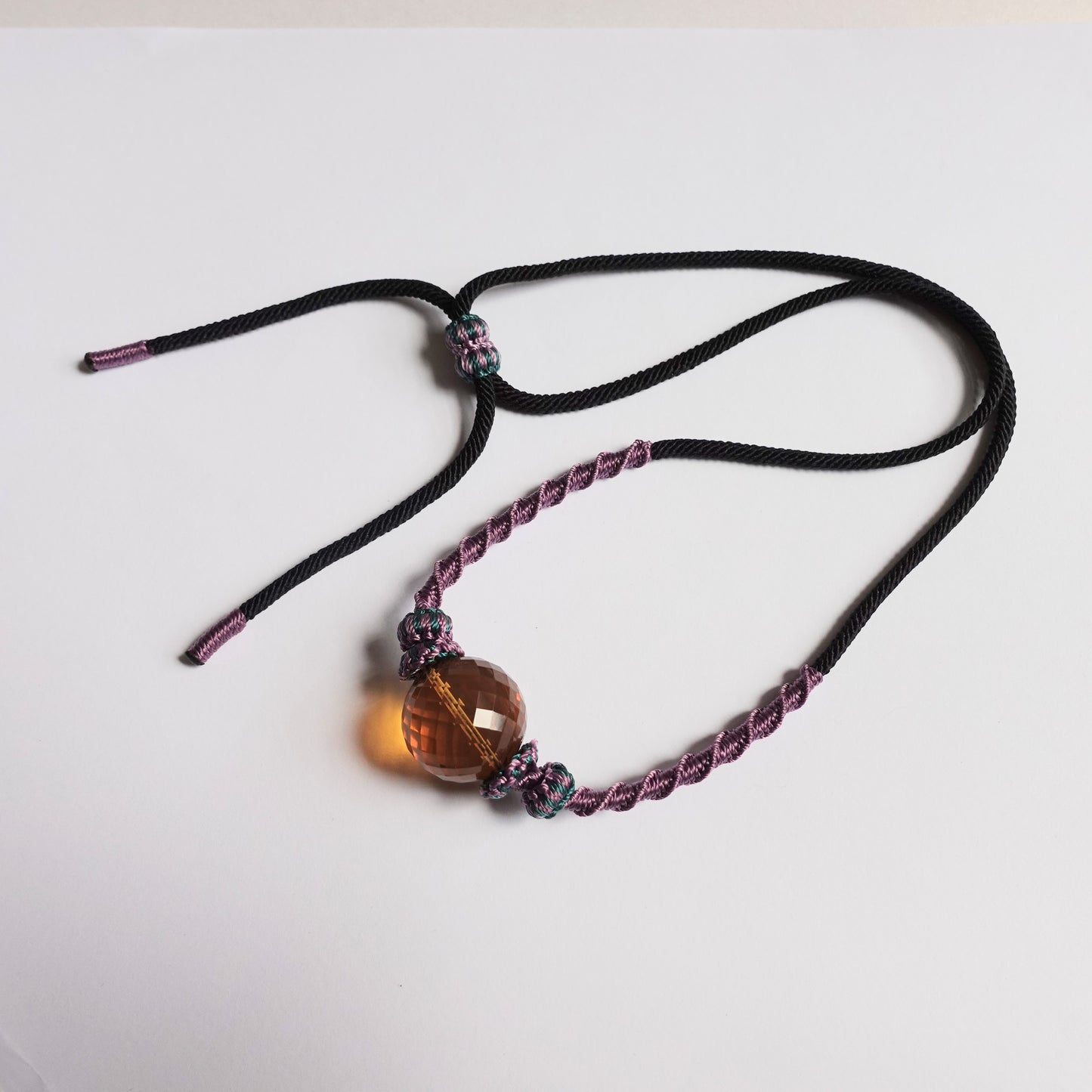 琥珀#STC329-緬甸金藍珀圓珠項鍊