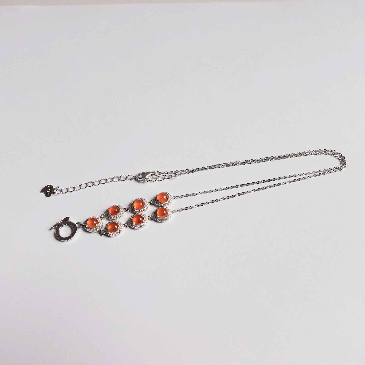 翡翠#STC398-冰黃蛋面銀項鏈