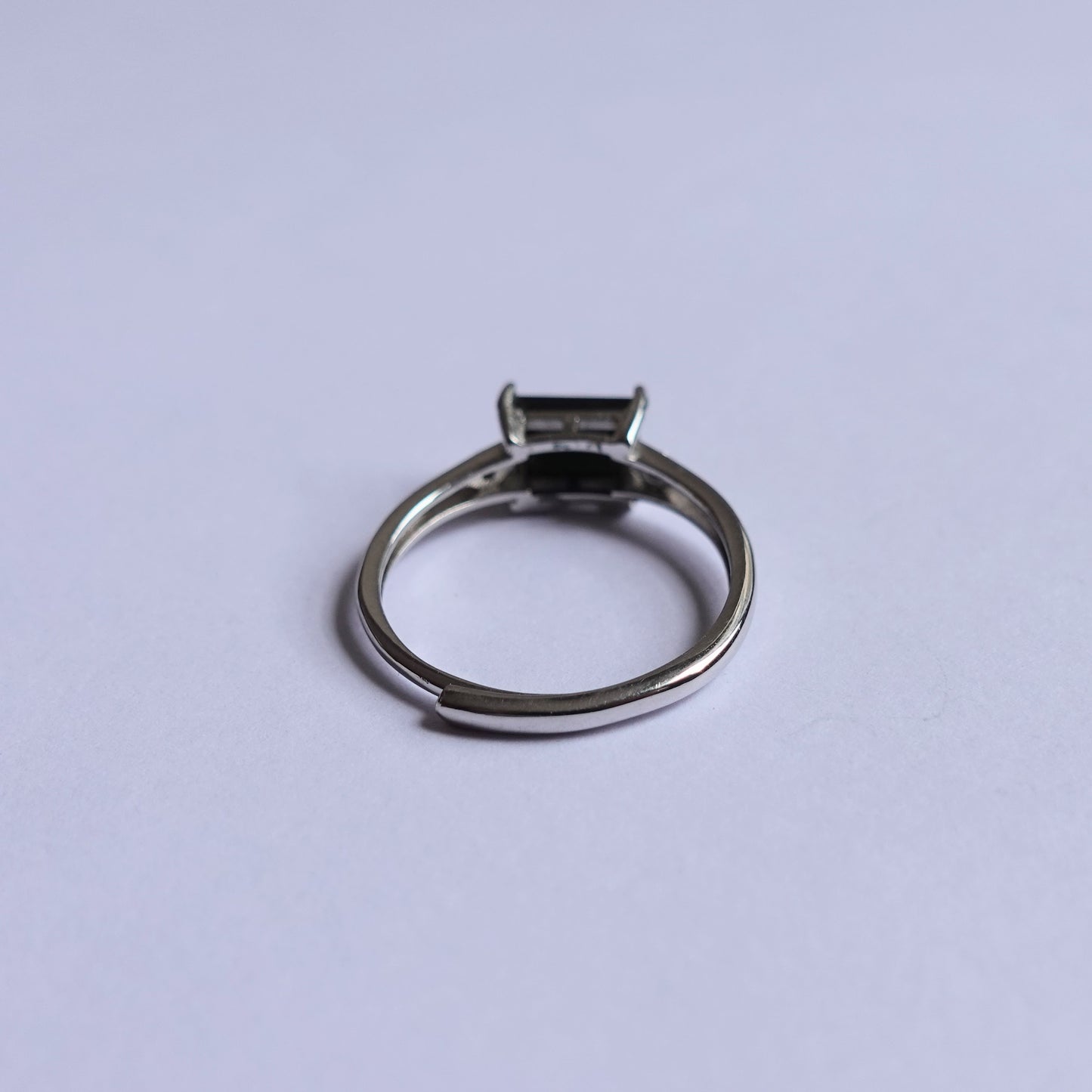 翡翠#STC063-墨翠方形銀戒指