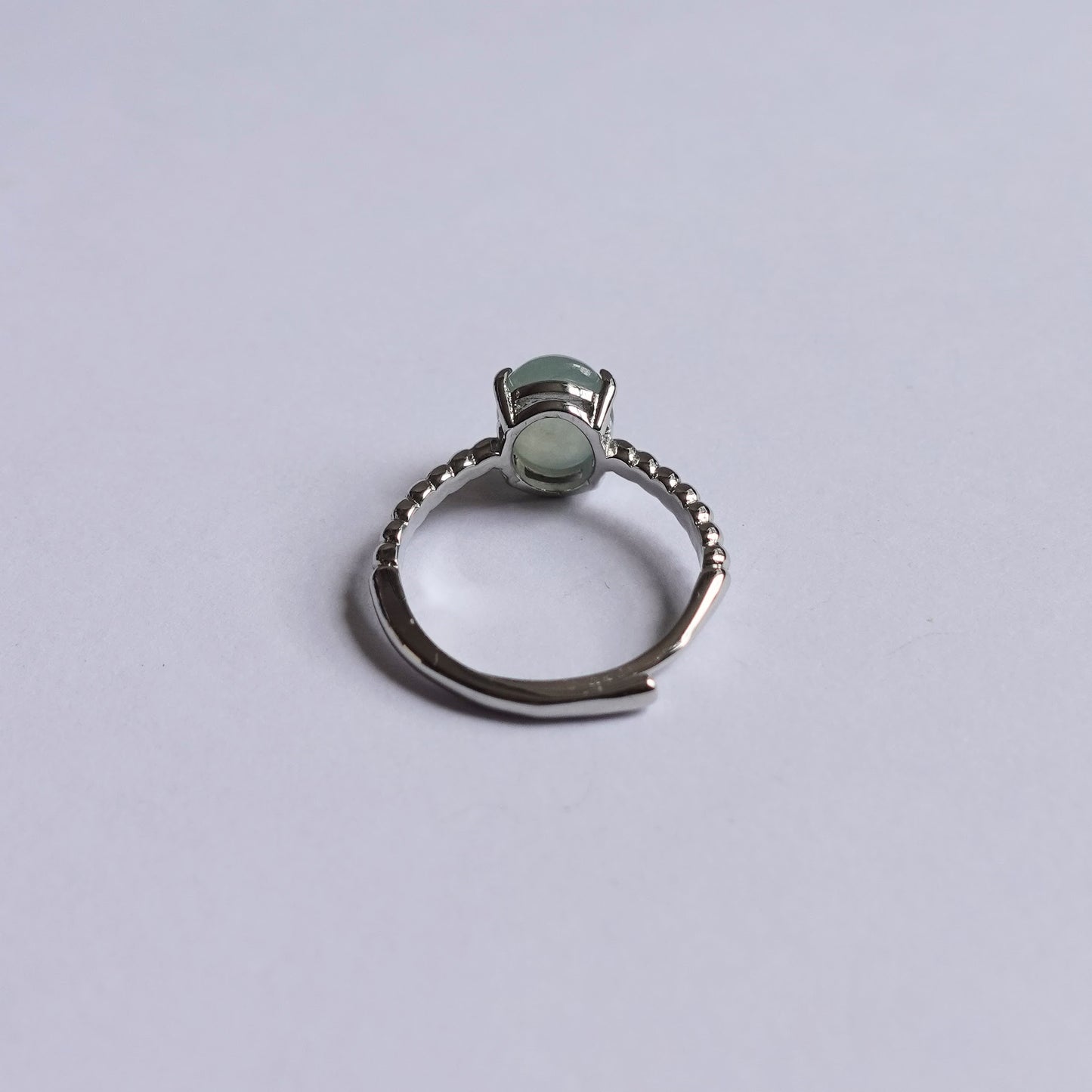 翡翠#STC320-糯冰晴水蛋面銀戒指