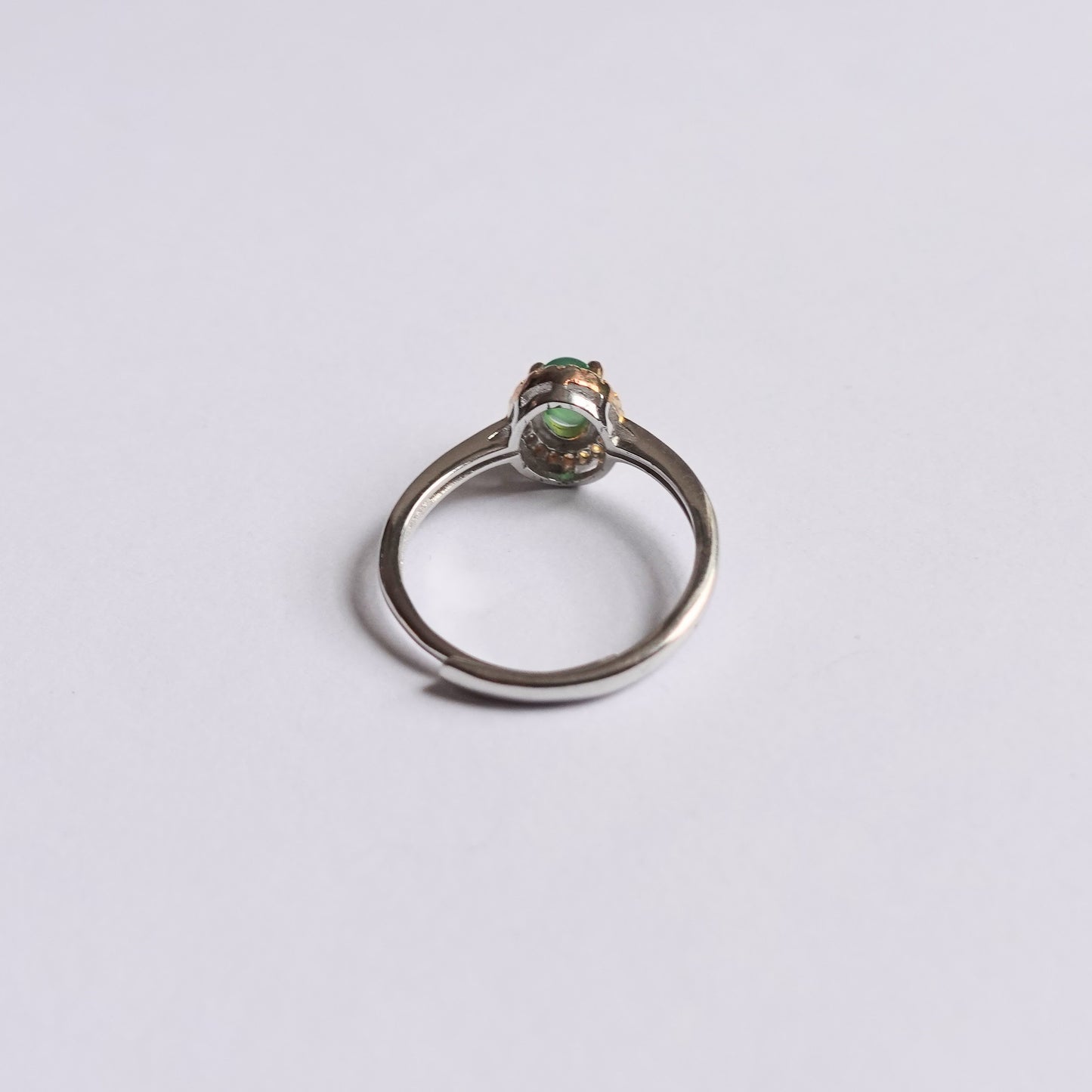 翡翠#STC202-冰綠蛋面銀戒指