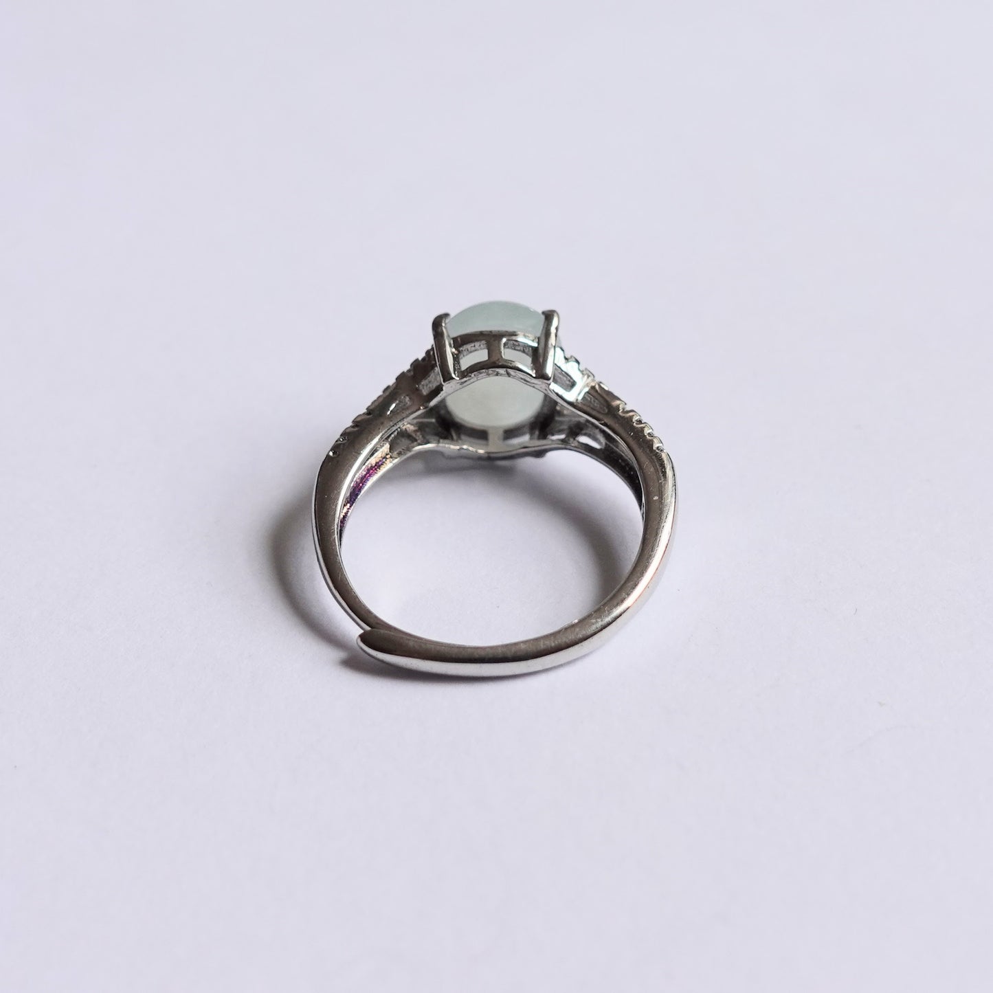 翡翠#STC165-冰種蛋面銀戒指