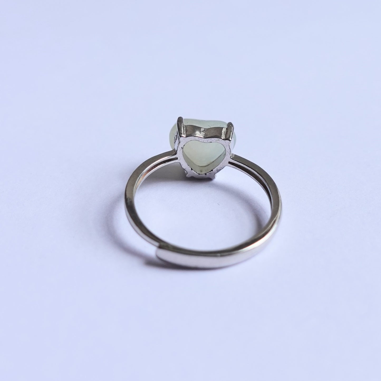 翡翠#STC265-糯冰黃翡心形銀戒指