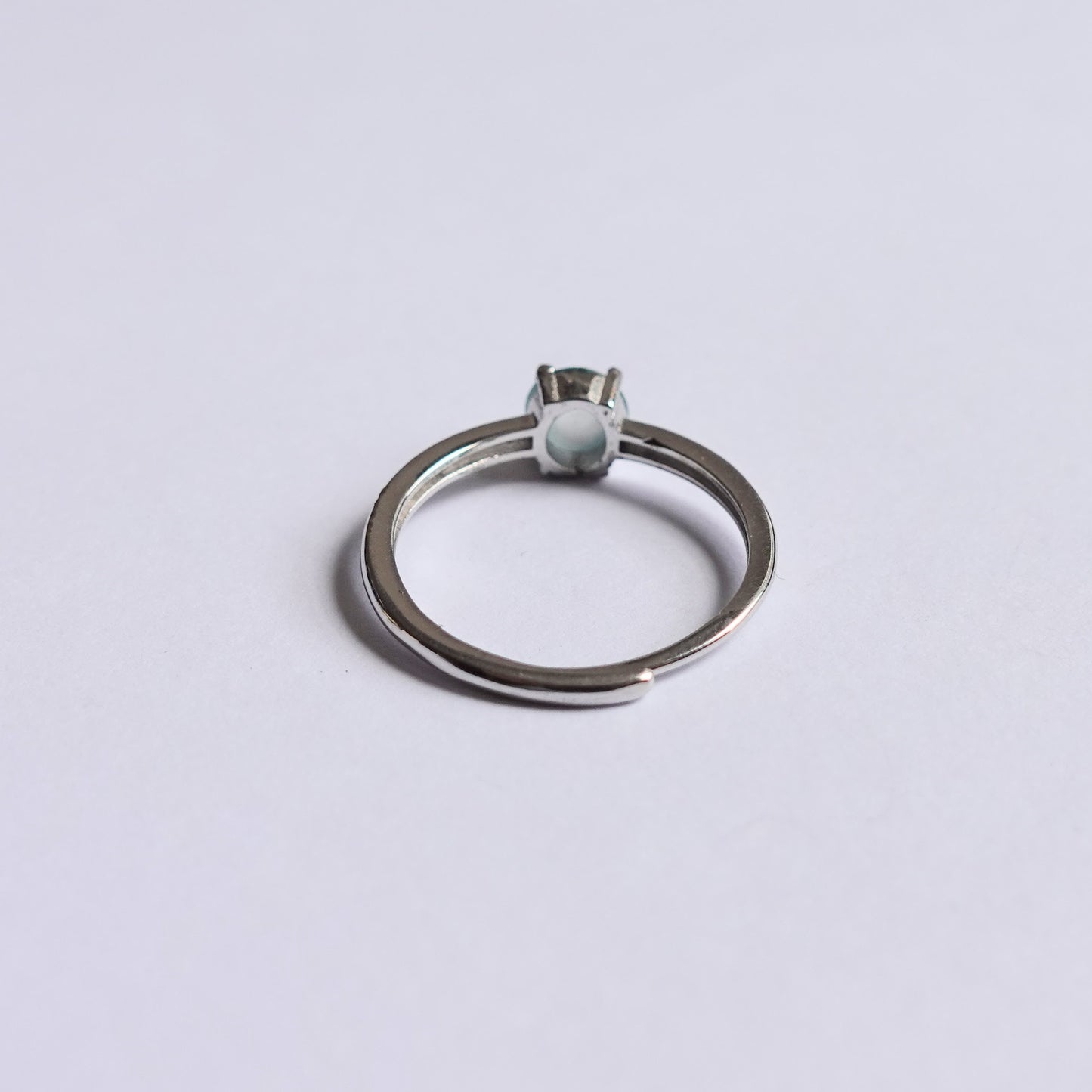 翡翠#STC065-高冰飄綠蛋面銀戒指