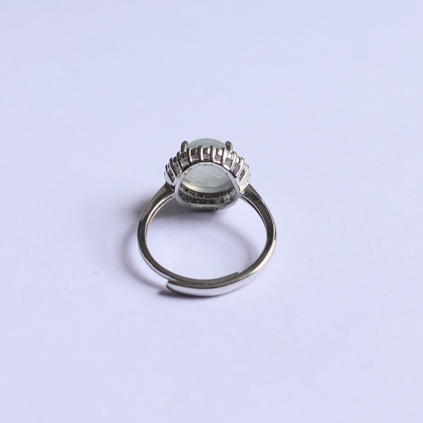 翡翠#STC364-冰種蛋面銀戒指