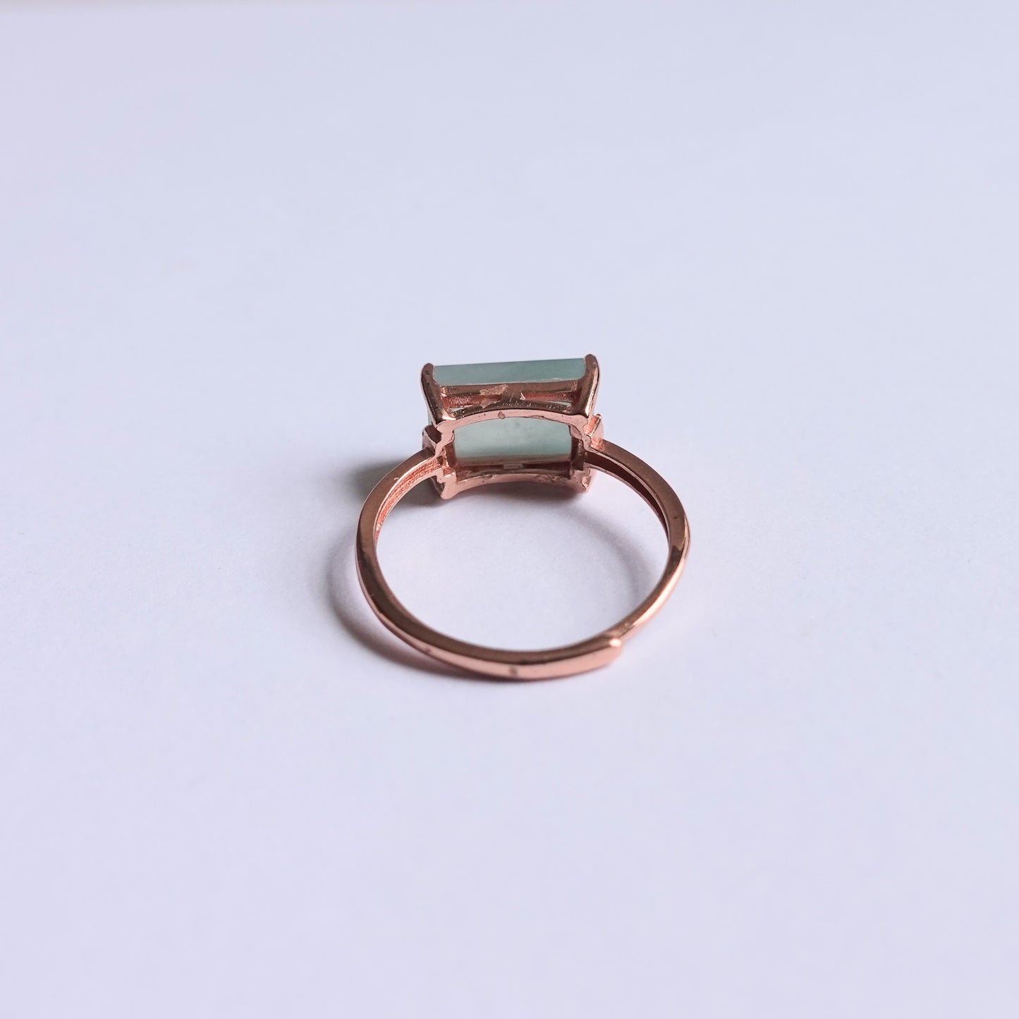 翡翠#STC064-冰藍方形銀戒指