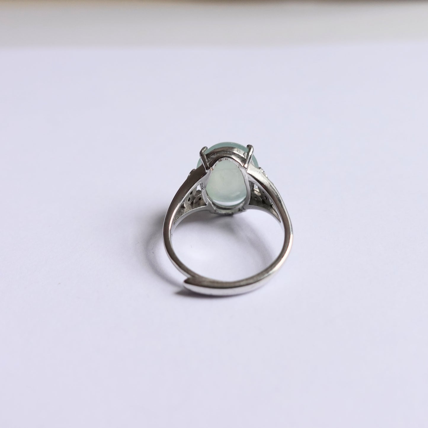 翡翠#STC157-冰晴蛋面銀戒指