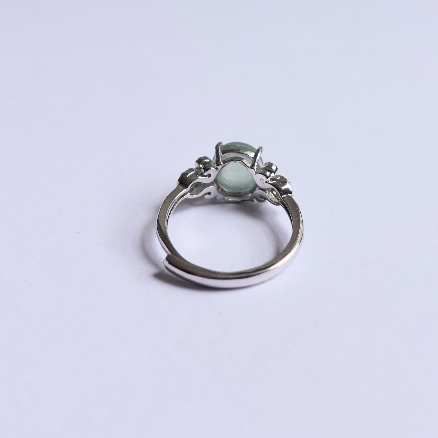 翡翠#STC122-冰飄花蛋面銀戒指