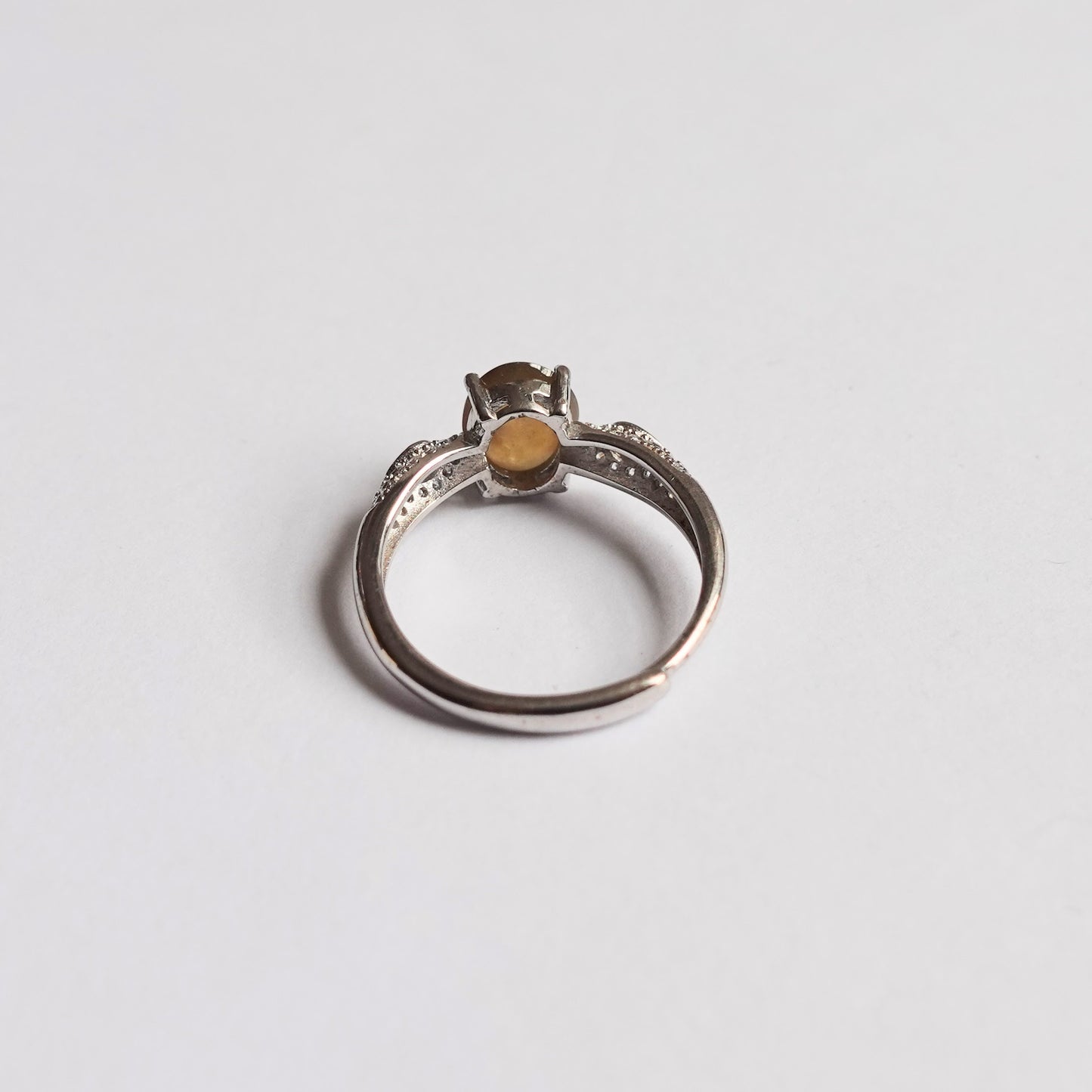 翡翠#STC330-冰黃翡蛋面戒指