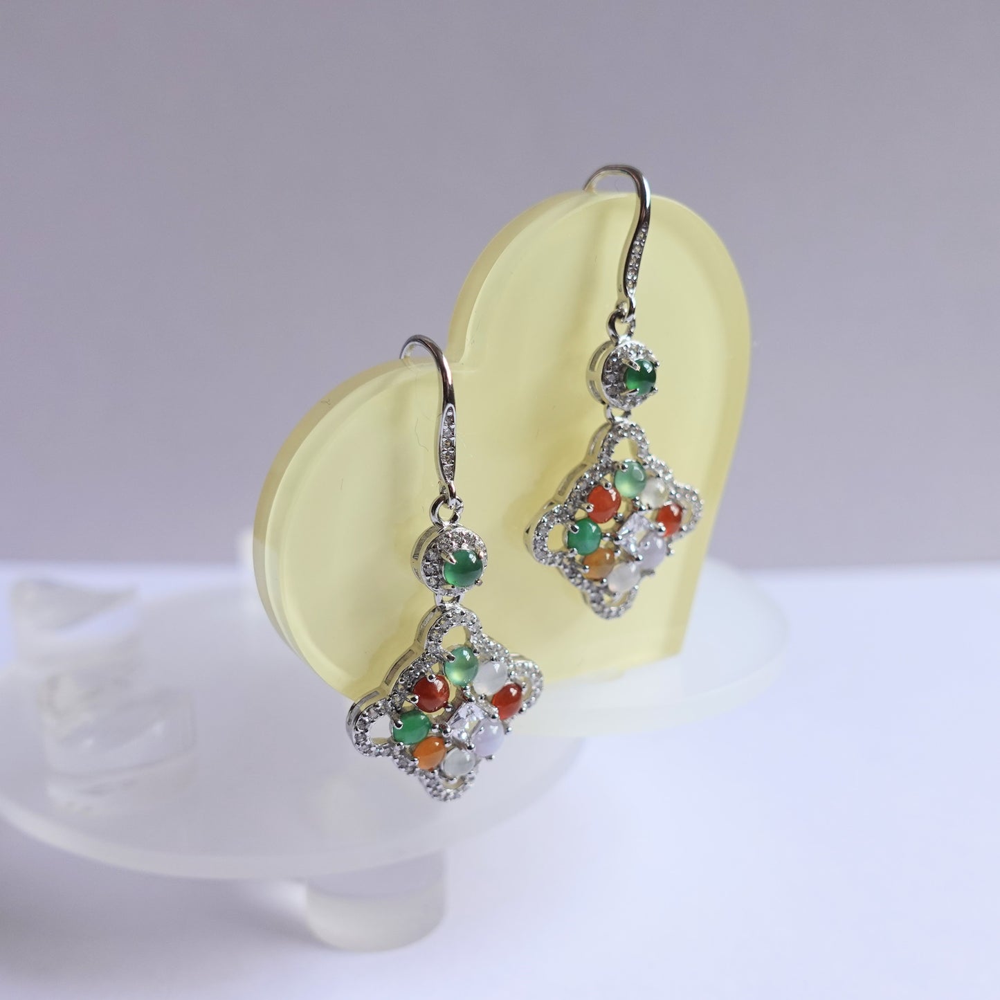 翡翠#STC372 - 多寶蛋面銀耳環