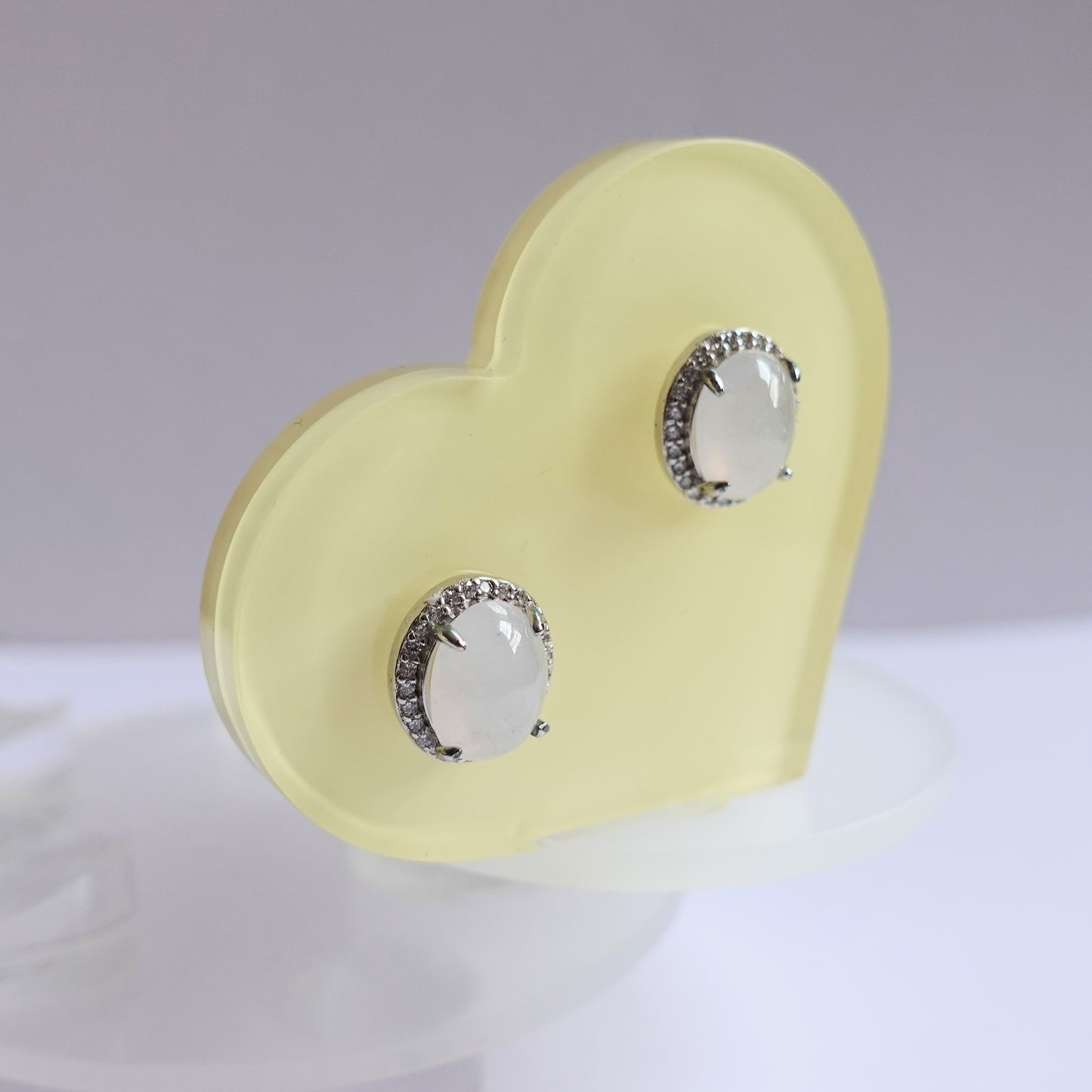 翡翠#STC346 - 冰粉紫蛋面銀耳環