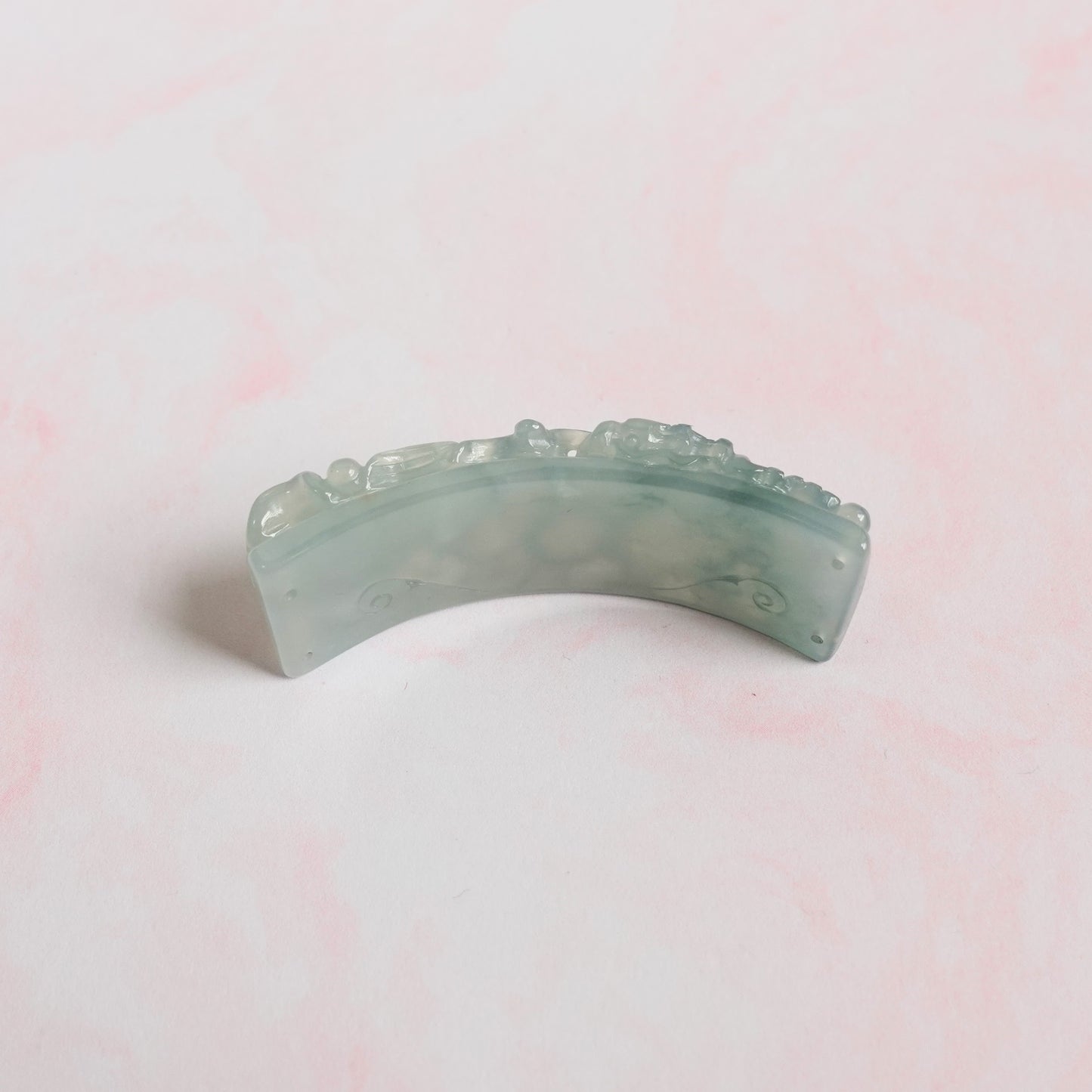 翡翠#STC513-冰藍飄花龍鳳手牌