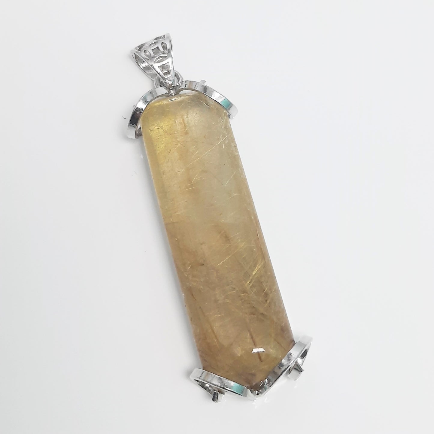 水晶#STC243-金髮晶銀吊墜