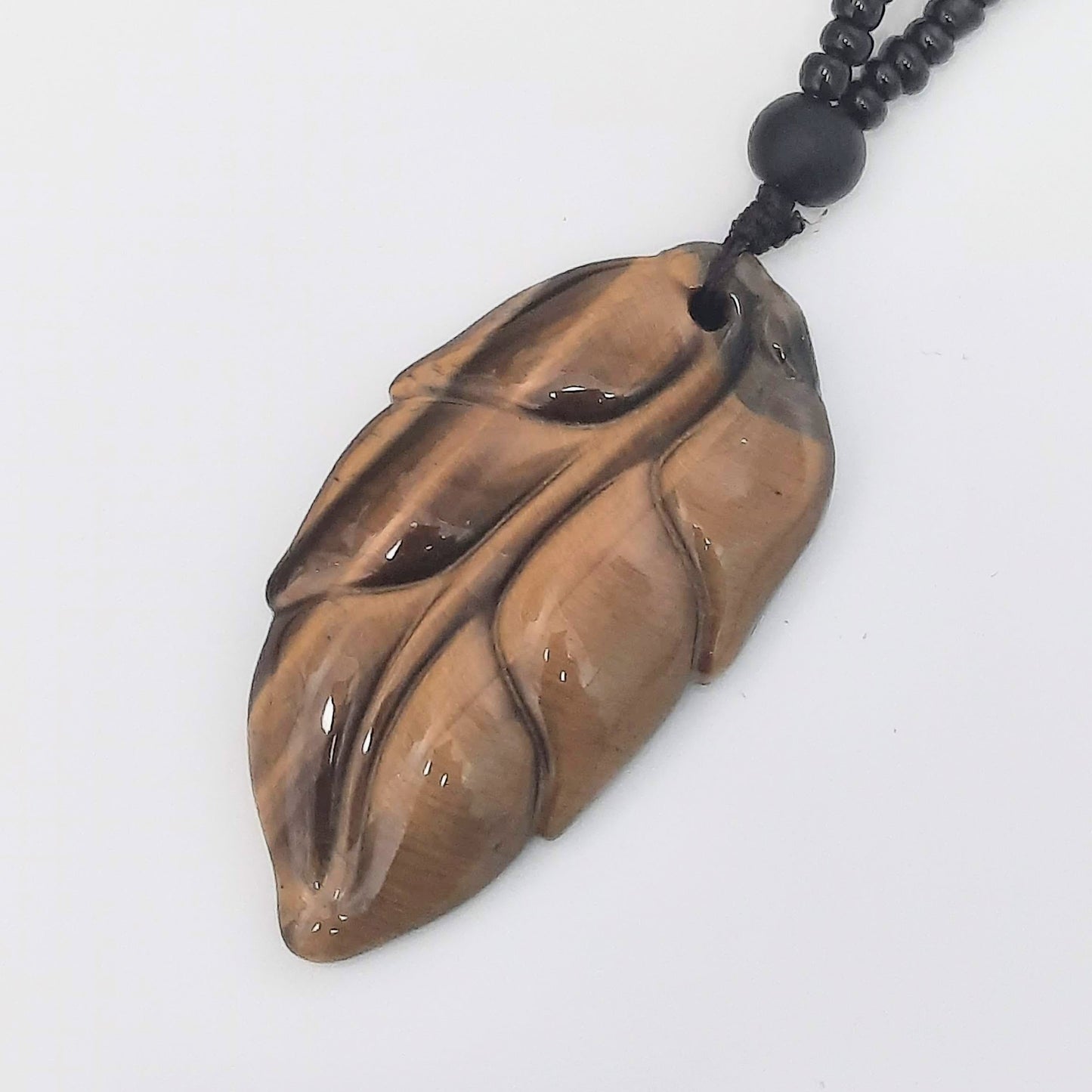 水晶#STC244-虎眼石樹葉吊墜