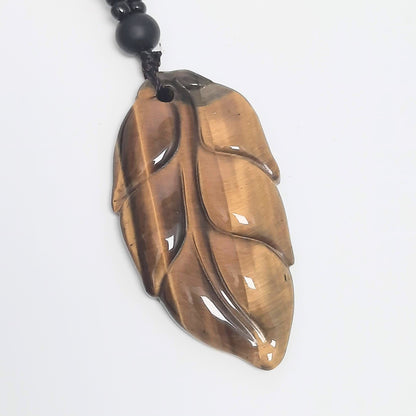 水晶#STC244-虎眼石樹葉吊墜